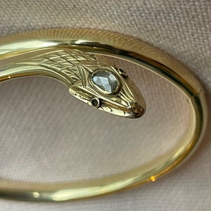 A 14 karat gold rose cut diamond snake bangle image 5