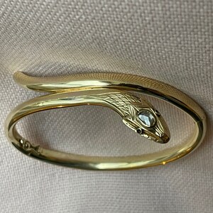 A 14 karat gold rose cut diamond snake bangle image 8