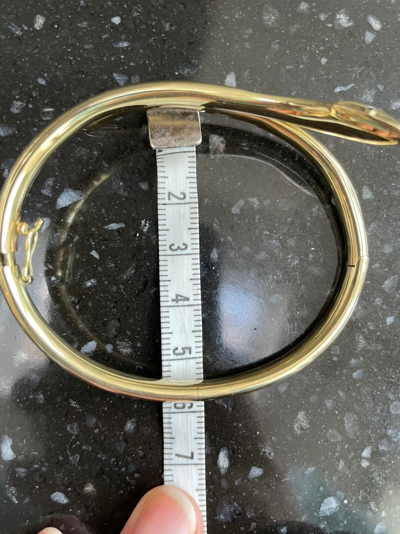 A 14 karat gold rose cut diamond snake bangle image 10