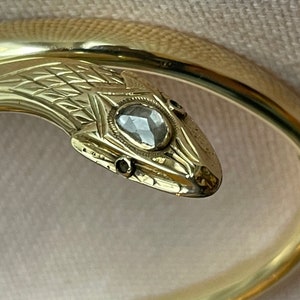 A 14 karat gold rose cut diamond snake bangle image 3