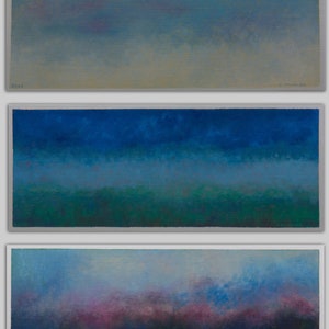 Biglietto di auguri, stampa del dipinto originale "Plum Island Last Days #1, #2, #3", colori primaverili, campi di colore, Plum Island