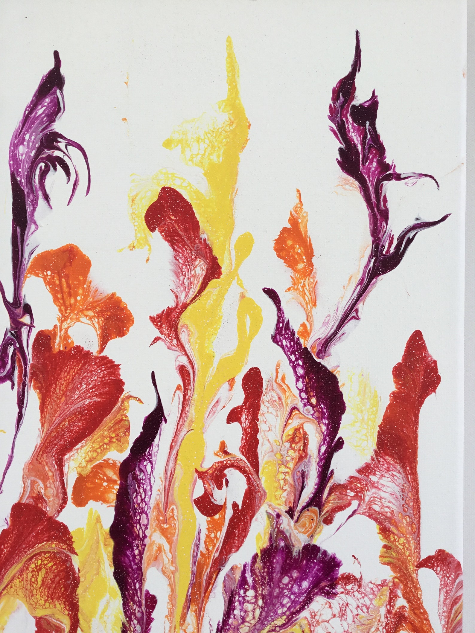 Original Abstract Acrylic Liquid Pouring Painting/string Technique/wall