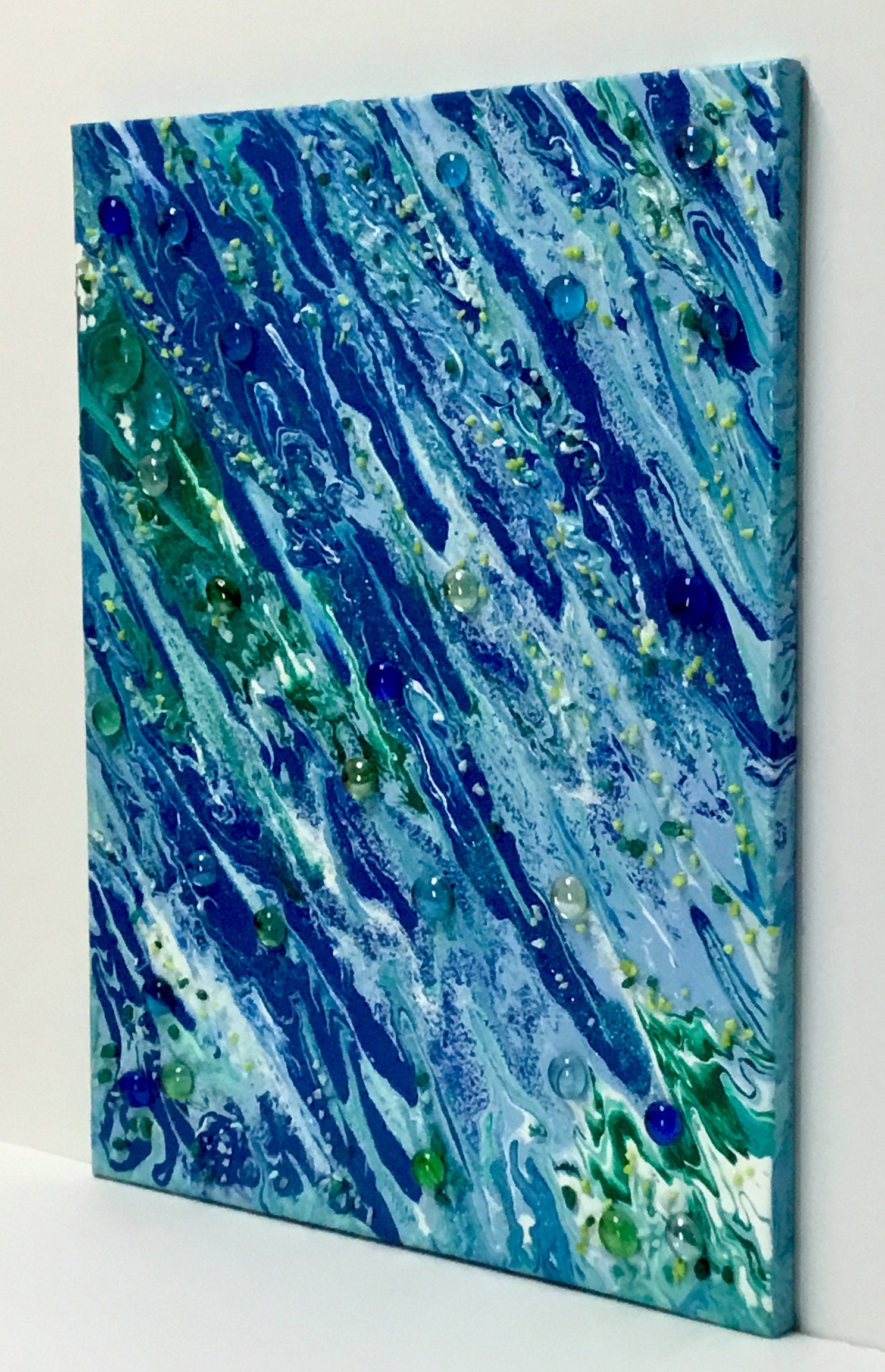 Bubbling Tide 20 X 16 Abstract Acrylic Pour Fluid Painting Original