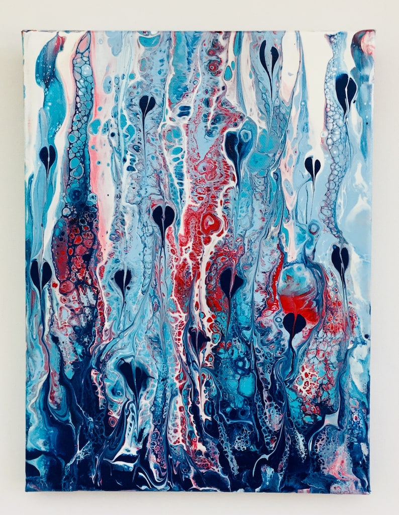 Original Abstract Liquid Pouring Painting on Stretched Canvas/wall Art