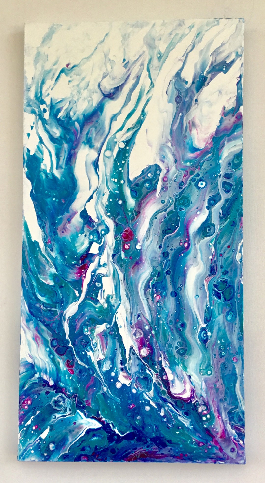 Original Abstract Acrylic Liquid Pouring Painting on Stretched Canvas