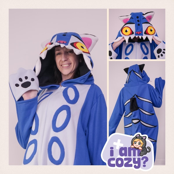 Derpy Blue Tiger Custom Hand Made Kigurumi / Onesie for Adults and Kids