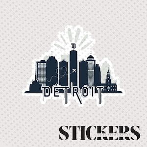 Detroit Skyline Decal| UV-Resistant Stickers | Water-Resistant Stickers