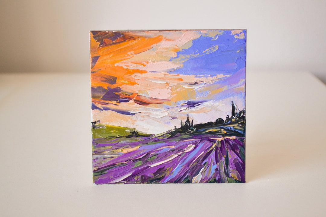 Tuscany Painting Lavender Original Art Provence Oil Painting Tuscany ...