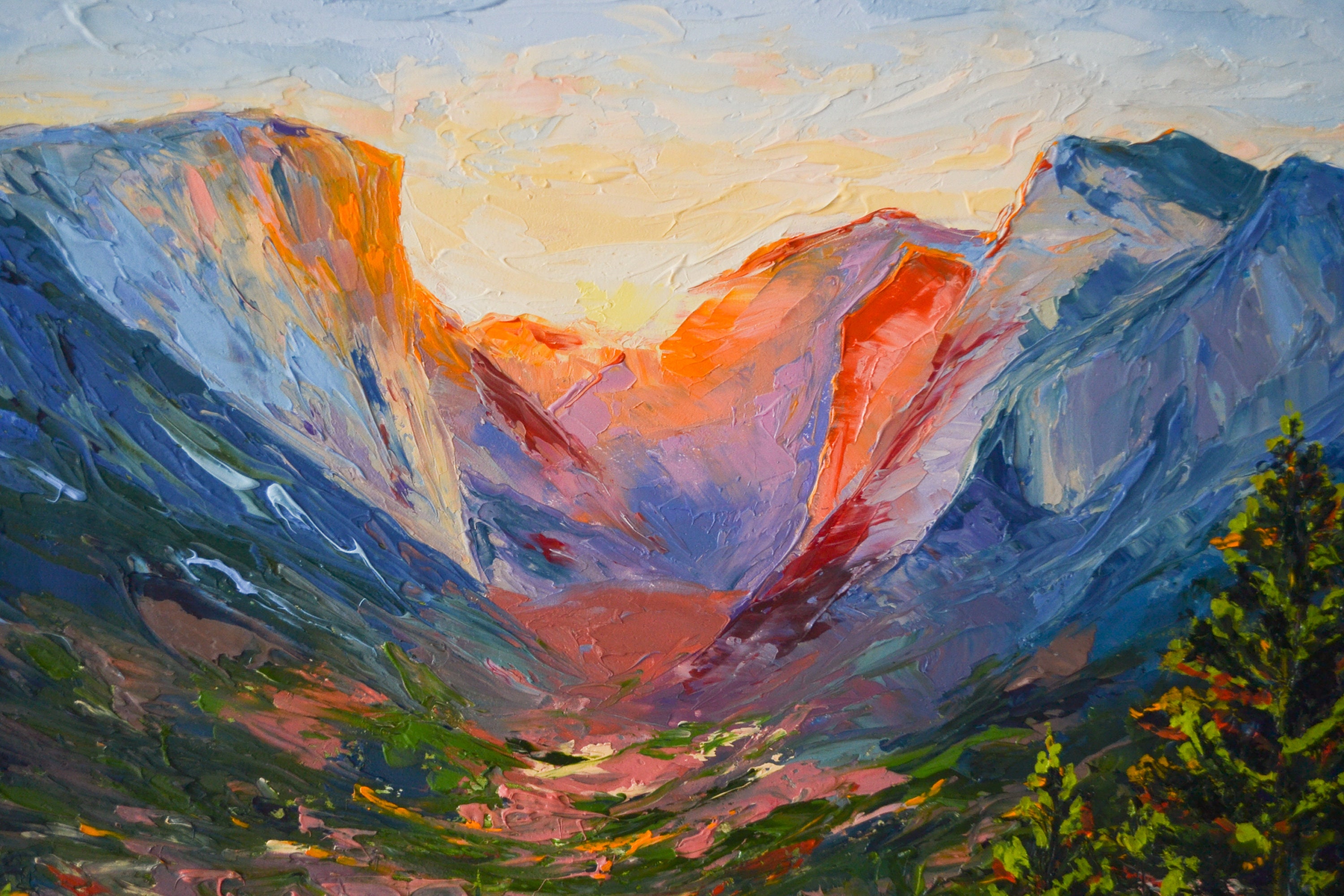 Yosemite National Park Large Mountain Oil Landscape Rocky Mountains