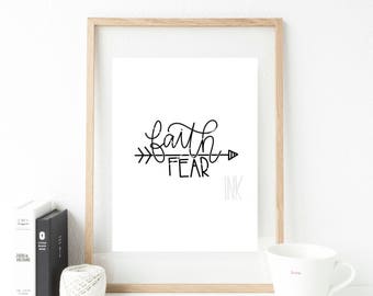 Hand Lettered Faith Over Fear SVG | Christian svg | Cricut Explore | Silhouette Cameo | Faith SVG Cut File | Gifts for Her