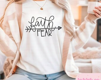 Fe sobre el miedo escrita a mano SVG / fe svg / Christian svg / Cricut Explore / Silhouette Cameo / Faith SVG Cut File / Regalos para ella