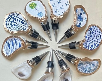 Oyster Shell Wine Bottle Stopper, Unique Hostess Gifts, Beach Themed Wedding Gift, Bridesmaid Gifts, Housewarming Gift, Beach Decor