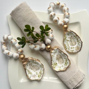 Easter Napkin Rings, Easter Themed Oyster Shell Napkin Rings, Easter Hostess Gift