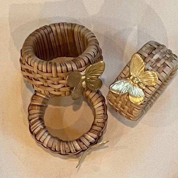 Rattan Napkin Rings, Woven Butterfly Napkin Rings, Butterfly Decor,  Wicker Napkin Rings, Seagrass Napkin Ring with Butterfly