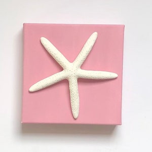 Hand Painted Starfish Artwork: Blush Pink Coastal Decor