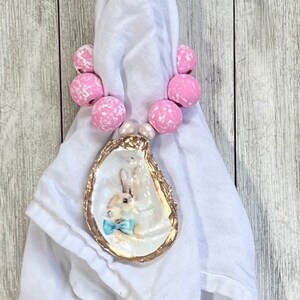 Oyster Shell Easter Napkin Rings: Bunny & Pastel Beads