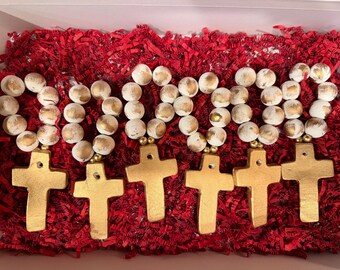 Handmade Gold Cross Napkin Rings: Beaded Religious Table Decor