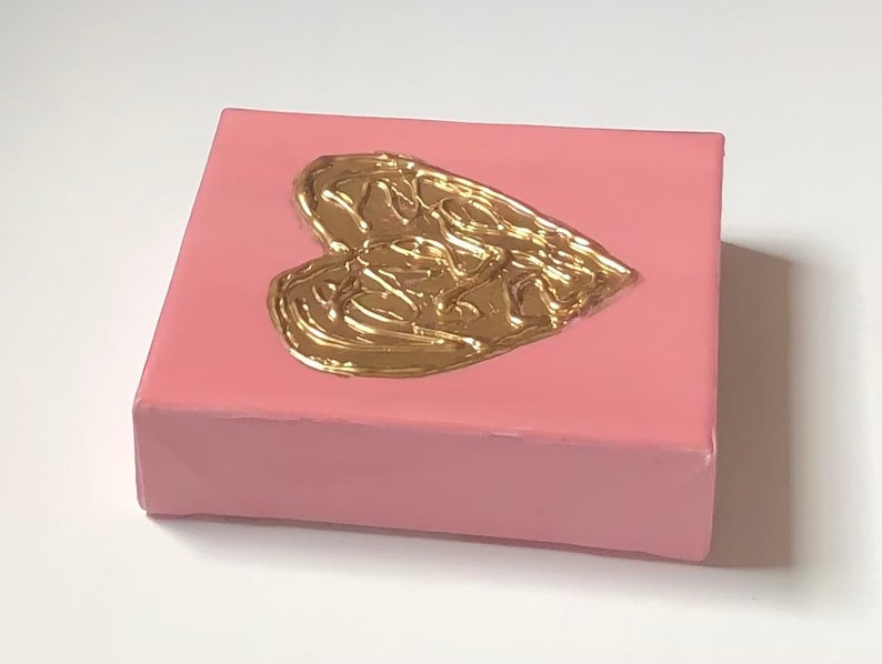 Heart Painting Pastel Pink Heart Painting Heart Wall Decor Etsy