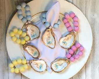 Easter Bunny Napkin Rings: Pastel Bead Table Decor