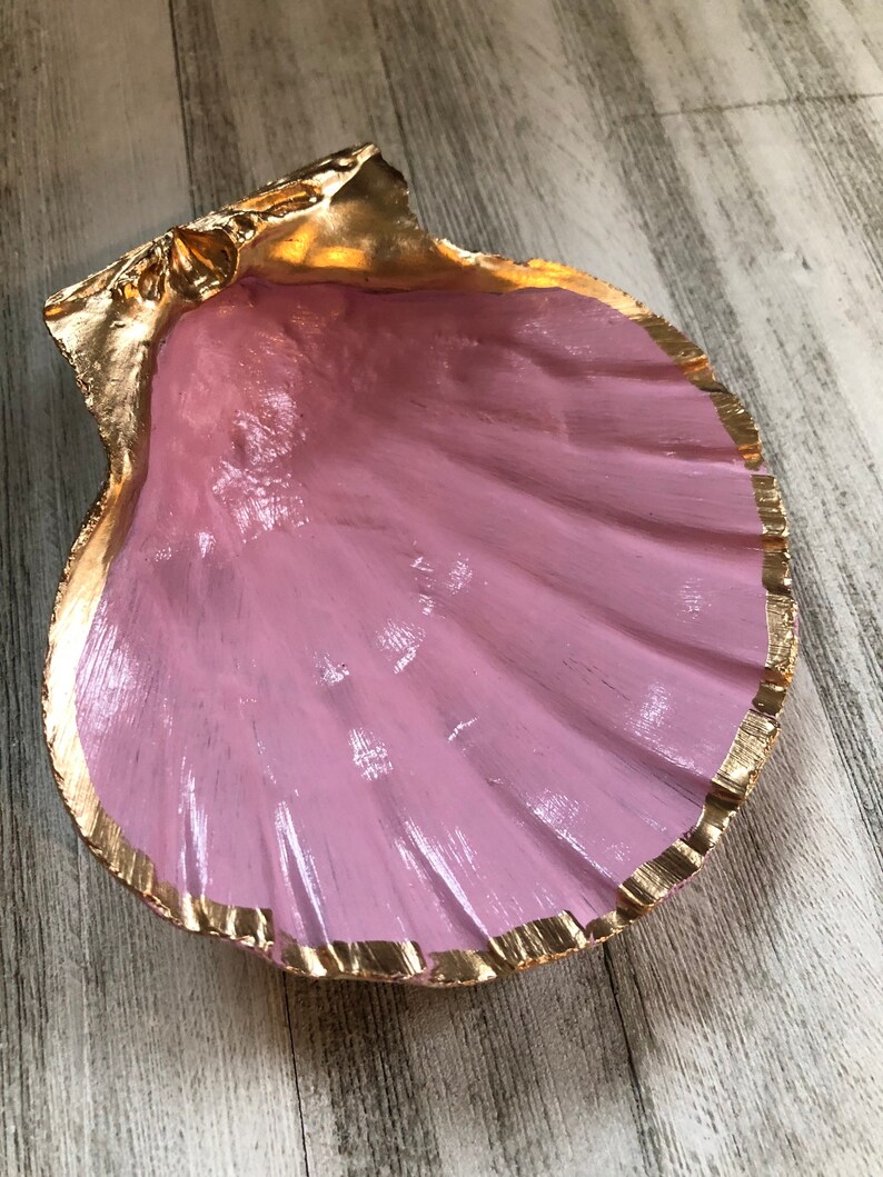 Scallop Shell Ring Dish, Pastel Ring Dish, Shell Trinket Dish, Hand