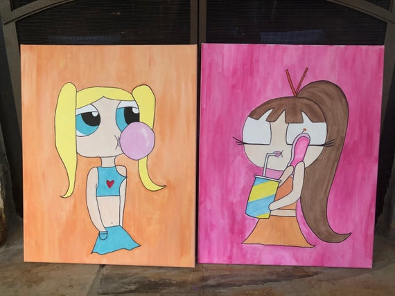 Power Puff Girls Art Preppy Dorm Art Matching Power Puff Etsy