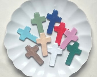 Small Pocket Cross in Multiple Colors, Tiny Handheld Christian Cross, Religious Keepsake, Christian Favor