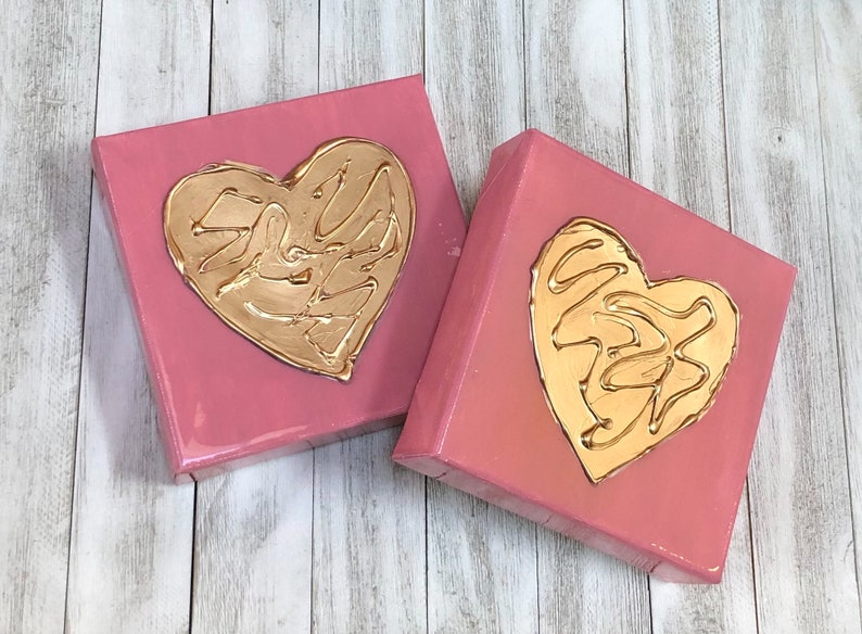 Heart Painting Pastel Pink Heart Painting Heart Wall Decor Etsy