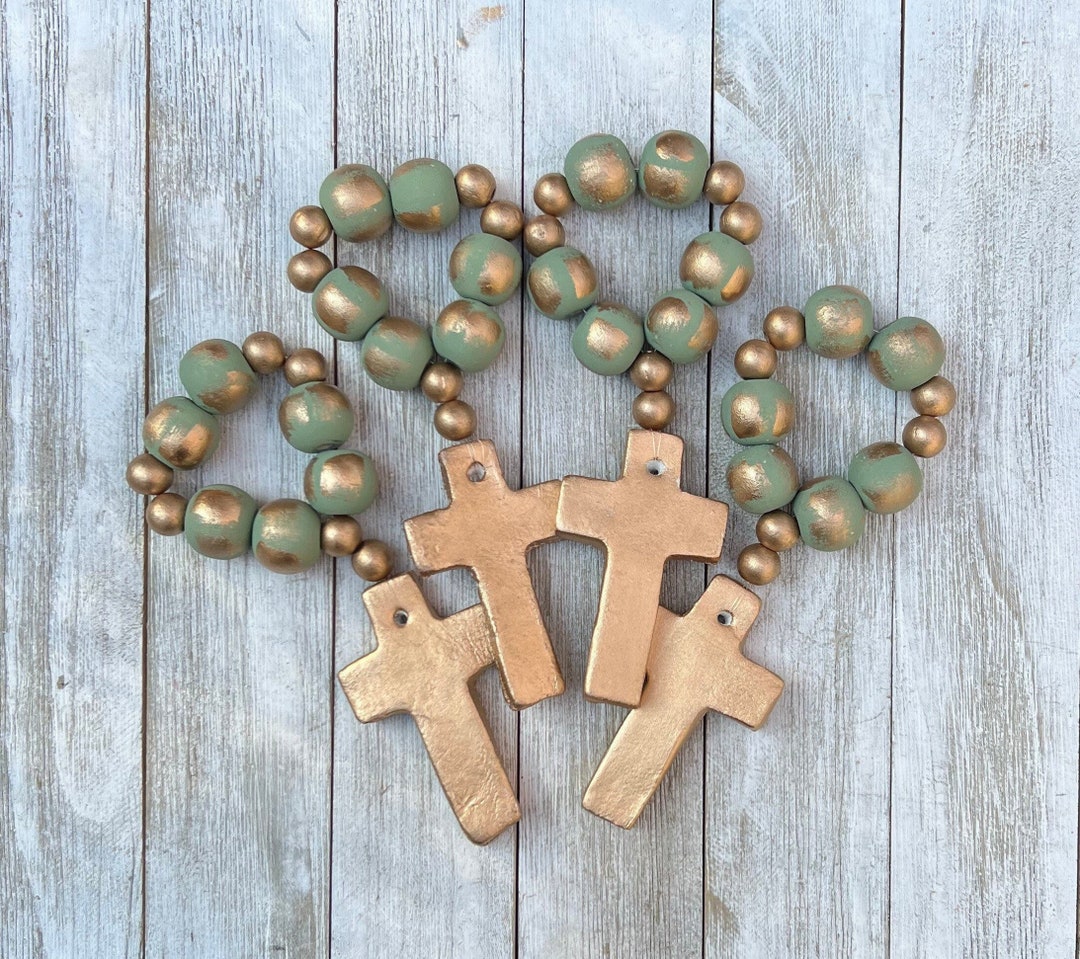 Beaded Napkin Rings With Cross Baptism Napkin Rings Napkin Etsy