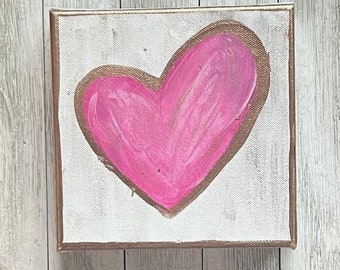 Small Pink Heart Painting, Whimsical Painting, Heart Wall Decor, Dorm Decor, Unique Gifts for Her, Bridal Shower Gift