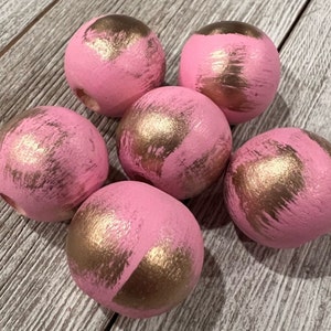 Hand Painted Wood Beads: Brushed Gold DIY Craft Supplies