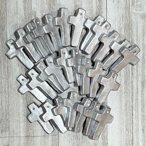 Small Silver Crosses for Crafts, Bulk Supply of Small Clay Crosses, Craft Supplies, Clay Pocket Cross, Cross Charm for DIY Crafts