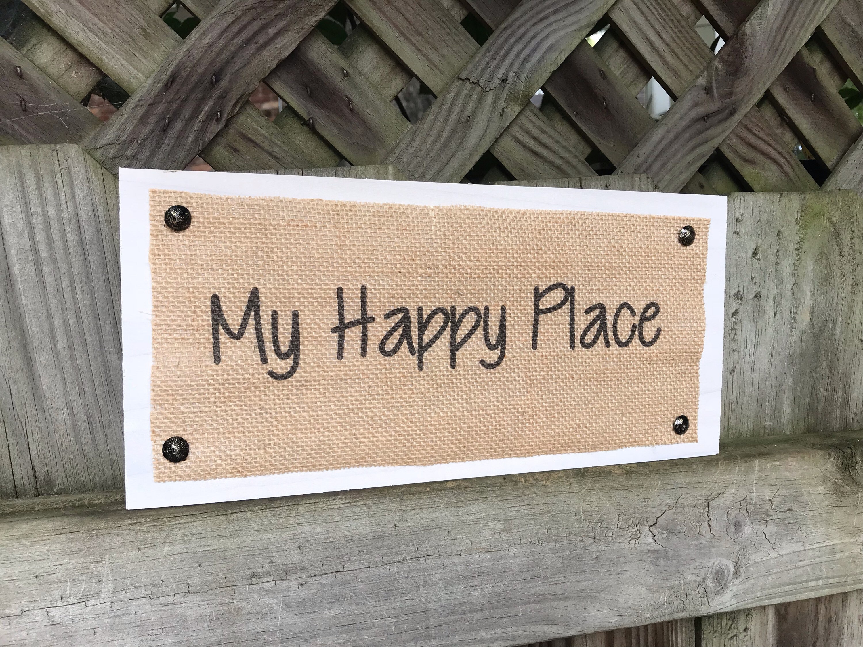 My Happy Place Wood & Burlap Sign Burlap Wall Art Favorite Etsy