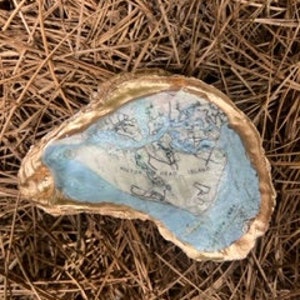 Hilton Head Island Oyster Shell Ring Dish, Bridal Shower Favors, Nautical Beachy Favors, Oyster Shell Ring Dish