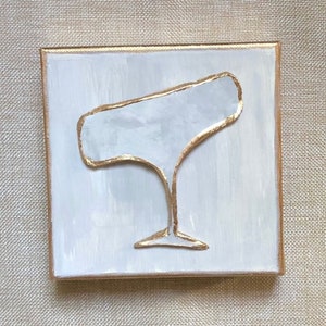 Cocktail Glass on Canvas, Cocktail Artwork, Bar Cart Decor, Cocktail Painting