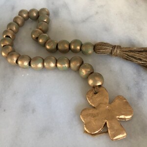 Bead Garland with Shamrock and Tassel, St Patrick’s Day, Home Decor