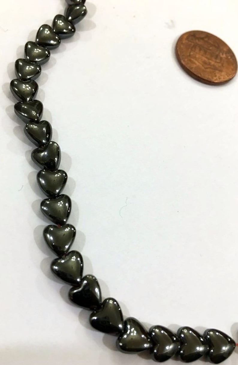 6mm heart beads Magnetic Hematite Heart beads delicate heart bead DIY jewelry supply craft supply Pain relief bead BOHO jewelry supply
