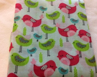 Tessuto di cotone trimestre, fabic, grasso, uccello rosa e verde stampa, fornitura di cucito, fornitura di scrapbooking, fornitura mestiere DIY, primavera tessuto