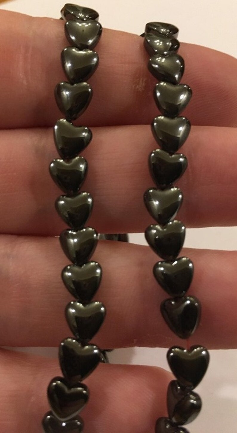 6mm heart beads Magnetic Hematite Heart beads delicate heart bead DIY jewelry supply craft supply Pain relief bead BOHO jewelry supply