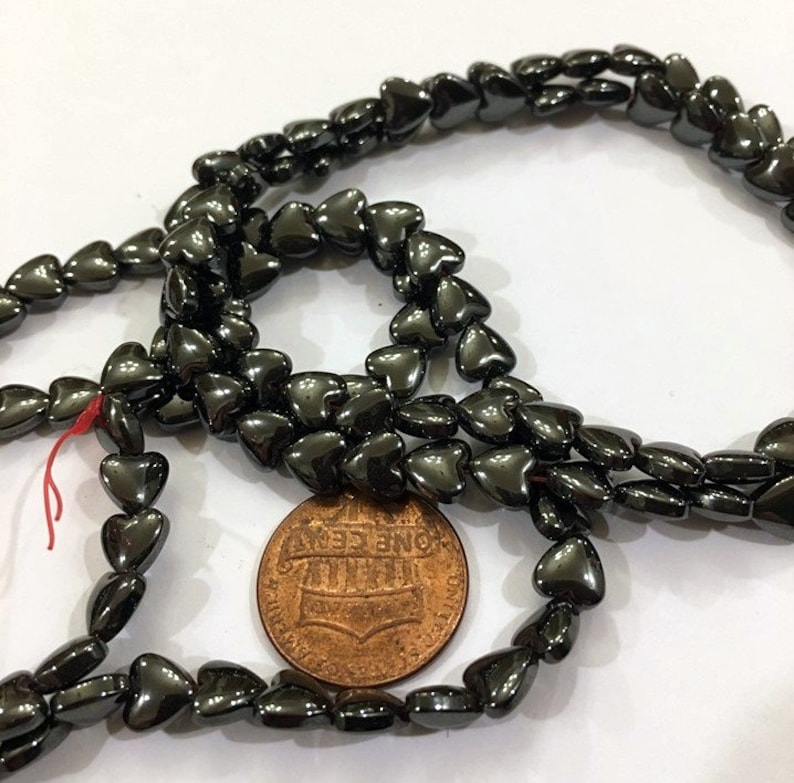 6mm heart beads Magnetic Hematite Heart beads delicate heart bead DIY jewelry supply craft supply Pain relief bead BOHO jewelry supply