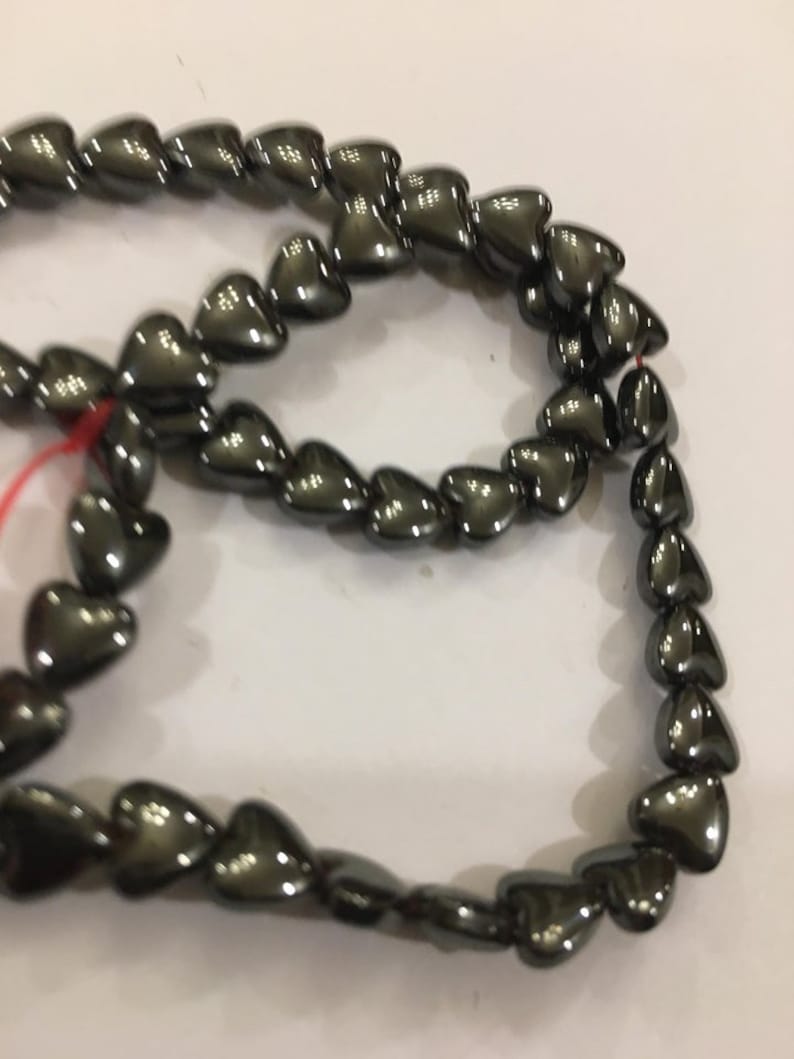 6mm heart beads Magnetic Hematite Heart beads delicate heart bead DIY jewelry supply craft supply Pain relief bead BOHO jewelry supply