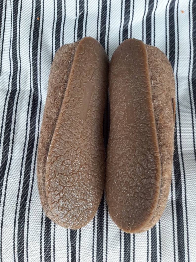 Womens Ladies Warm Slippers Natural Wool Felt Handmade Slip On Mules Beige Arch Support Lightweight Comfy Eco Gift Indoor Rubber Sole UK image 4