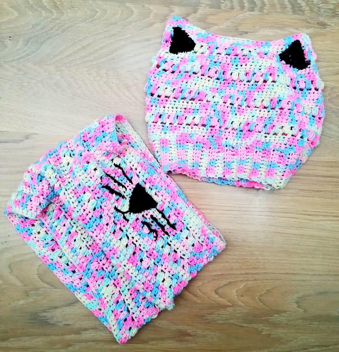 Kitty Cat Hat and Cowl Set Crochet Pattern, Crochet Cat Hat Pattern