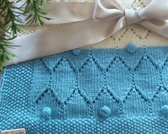 Baby Blanket Knitting Pattern, Easy Baby Blanket Pattern English, Newborn gift Bobbles diy handmade, instant download, cosy knitted tutorial