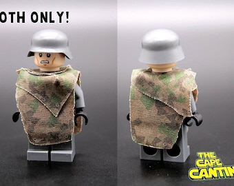 WW2 / WW1 German Splinter Camo Endor Poncho Cloth for LEGO® Minifigure | 2-Piece Fabric Set | Military MOC Accessory