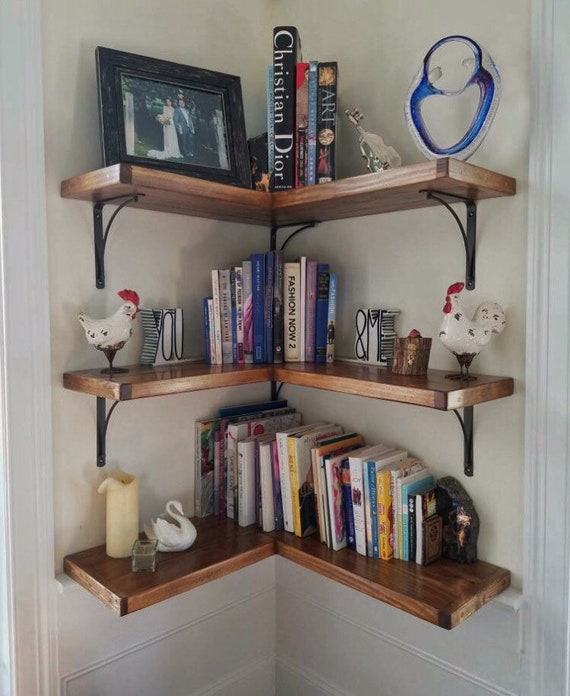 Corner Shelf W Herringbone Design Etsy