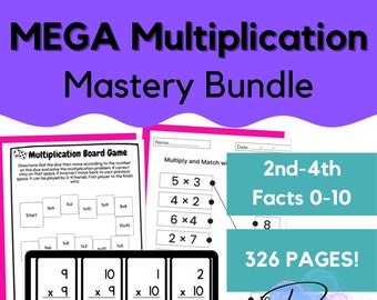 Multiplication Mastery BUNDLE - 326 Pages! Facts 0-10, Games, Printables, Flashcards, Worksheets - Elementary Math - Homeschool Support