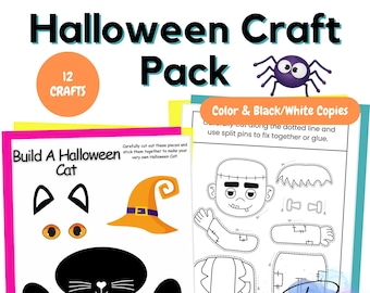 Pacchetto di lavoretti di Halloween per bambini: 12 lavoretti con mostri, streghe e zombi