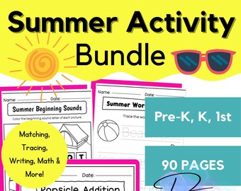 Paquete de actividades de verano: 90 páginas de matemáticas, alfabetización y juegos (imprimibles)