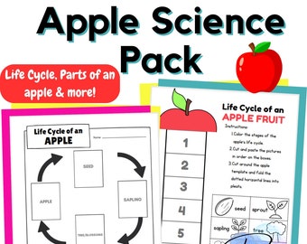 Apple Life Cycle Science Pack: Elementary Homeschool Worksheets (Digital Download)