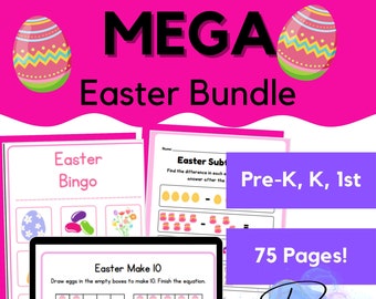 Easter Learning Bundle: Math, Literacy, Bingo (Pre-K - 1st Grade) (PDF)